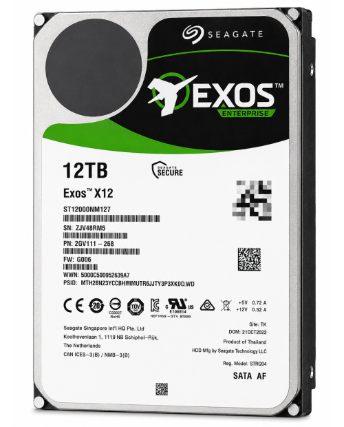 Seagate Exos X12 ST12000NM0127 12TB 7200RPM 256MB 3.5" SATA Dahili Sabit Disk