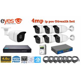 7 kameralı 4mp ip poe Güvenlik Seti EY-4407