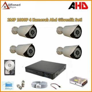 2MP 1080P 4 Kameralı AHD Güvenlik Sistemi (Harddisk Dahil)