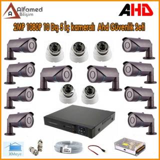 2MP 1080P 10 Dış 5 İç Kameralı AHD Güvenlik Sistemi