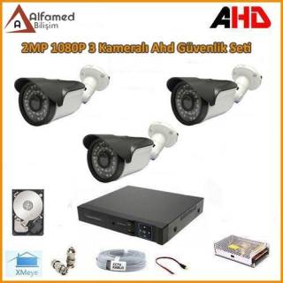 1080P 2MP 3 Kameralı AHD Güvenlik Sistemi
