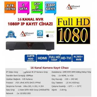 16 KANAL Xmeye H265 NVR IP KAMERA KAYIT CİHAZI 5MP