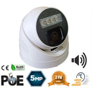 5 MP IP POE WARM LED Dahili Mikrofonlu Dome Güvenlik Kamerası RML-5250WB