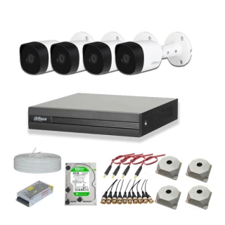Dahua 2mp 4 Kameralı Dış Ortam Ahd Hd-Cvı Full Kamera Set - Beyaz - Siyah