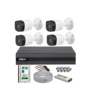 Dahua 4 Kameralı Dahua Güvenlik Kamerası Full Set - Siyah - Beyaz