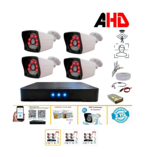Arna 4 Kameralı Kare 4 Dış Kamera Set Harddisksiz Full Hd Gece Görüşlü Güvenlik Kamerası Sistemi