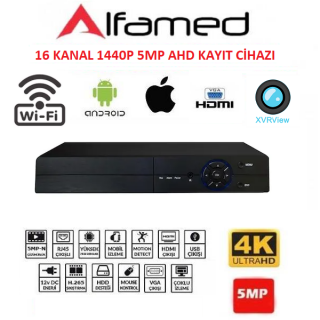 ALFAMED 16 Kanal 1440P 5MP FULL HD AHD XVRView Güvenlik Kayıt Cihazı AF-1816
