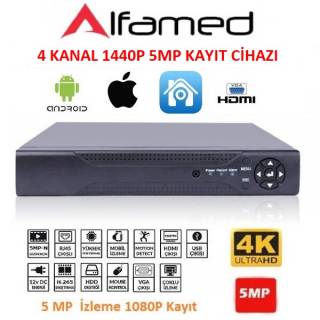 4 KANAL 1440P 5MP FULL HD AHD GÜVENLİK KAYIT CİHAZI H265