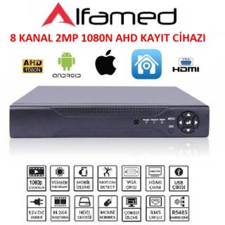 8 KANAL DVR AHD KAYIT CİHAZI HİBRİT 5 IN 1DVR 2MP 1080H