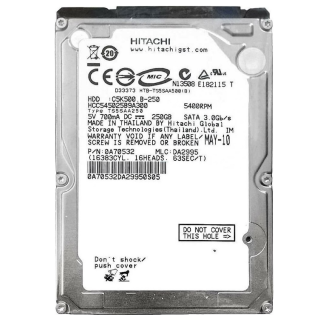 Hitachi 2.5" 250 GB C5K500 B-250 SATA 2.0 5400 RPM Hard Disk