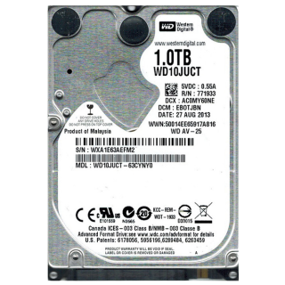 Western Digital 3.5" 1 TB Video Streaming Disk AV-25 WD10JUCT SATA 2.0 5400 RPM Hard Disk