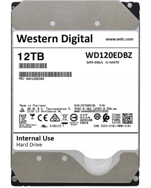 Western Digital 12TB, 3.5 In, SATA III, Hard Drive, HDD, WD120EDBZ