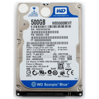 Western Digital Scorpio Blue 500 GB WD5000BEVT Hard Disk