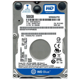 Western Digital 2.5" 500 GB Blue WD5000LPCX SATA 3.0 5400 RPM Hard Disk