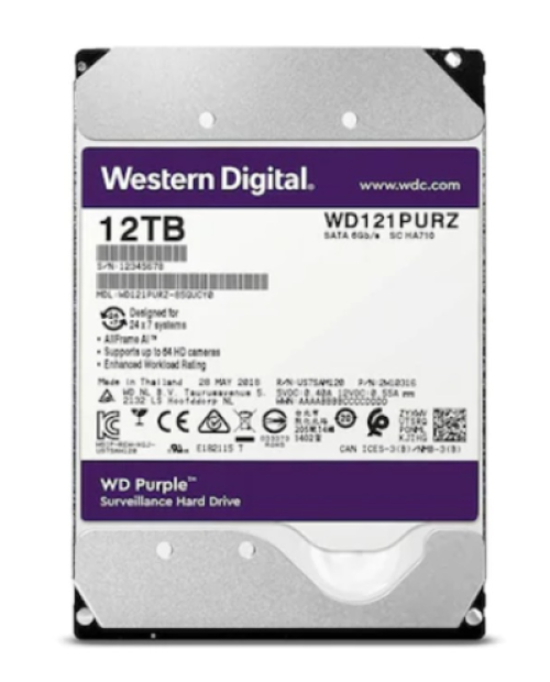 Western Digital 3.5" 12 TB Purple WD121PURZ SATA 3.0 7200 RPM Hard Disk