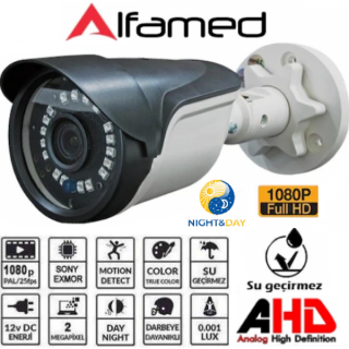 ALFAMED 2MP 1080P FULL HD AHD Bullet Güvenlik Kamerası AL-1209