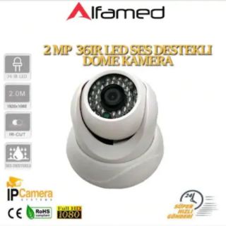 2 MP 1080p 36 LED SES DESTEKLİ IP DOME GÜVENLİK KAMERASI AL-3910