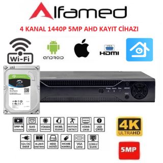 ALFAMED 4 Kanal 1 tb hddli 5MP FULL HD AHD Xmeye Kayıt Cihazı AF-1855
