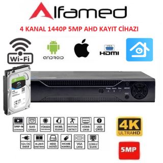 ALFAMED 4 Kanal 3 tb hddli 5MP FULL HD AHD Xmeye Kayıt Cihazı AF-1857