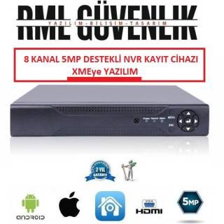 8 Kanal 5MP Destekli NVR IP Kamera Kayıt Cihazı RML-1208