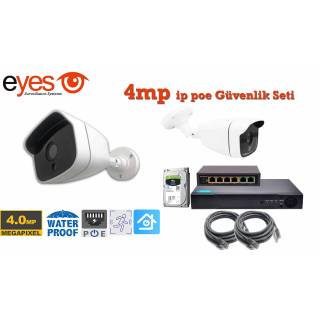 2 kameralı 4mp ip poe Güvenlik Seti EY-4403