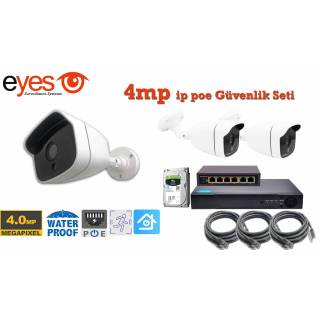 3 kameralı 4mp ip poe Güvenlik Seti EY-4402