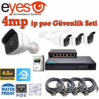 4 Kameralı 4mp ip poe Güvenlik Seti EY-4401