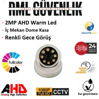 2MP 1080P FULL HD 8 ATOM WARM LED RENKLİ DOME GÜVENLİK KAMERASI RML-1415