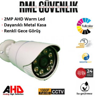 2MP 1080P FULL HD METAL KASA WARM LED RENKLİ GECE GÖRÜŞLÜ GÜVENLİK KAMERASI RML-1425