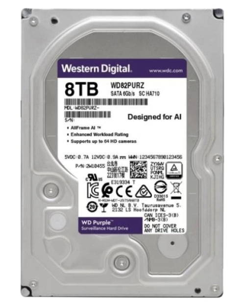 Western Digital Purple WD82PURZ 3.5' 8 TB 7200 RPM HDD Güvenlik Diski