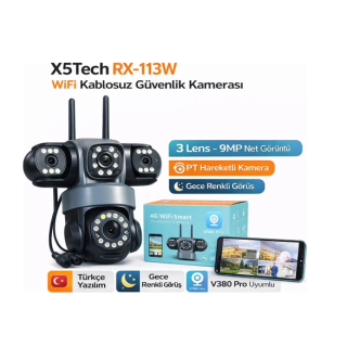X5 Tech X5TECH RX-113W Wifi 3 Lensli 12 Volt 2A Kablosuz Güvenlik Kamerası