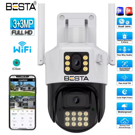 Dış Mekan Çift Kameralı Gece Görüşlü Full Hd Ip Akıllı Güvenlik Kamerası PTZ GÜVENLİK KAMERASI BB-1732
