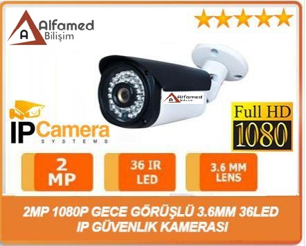 2MP 1080P 3.6MM Gece Görüşlü 36 LED Ip Güvenlik Kamerası