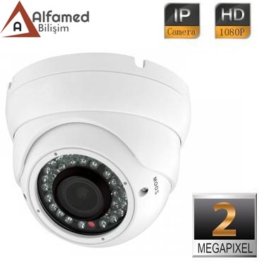 2MP 1080P IR 2.8 - 12mm Varifocal Lens IP DOME Güvenlik Kamerası