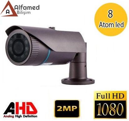 2 MP 1080P 3.6 MM 8 ATOM LED DIŞ MEKAN IP GÜVENLİK KAMERASI