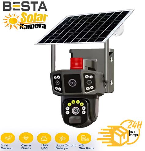 CASACOP Q37 3+3+3 MP SİM KARTLI SOLAR KABLOSUZ GÜVENLİK KAMERASI BS-2088