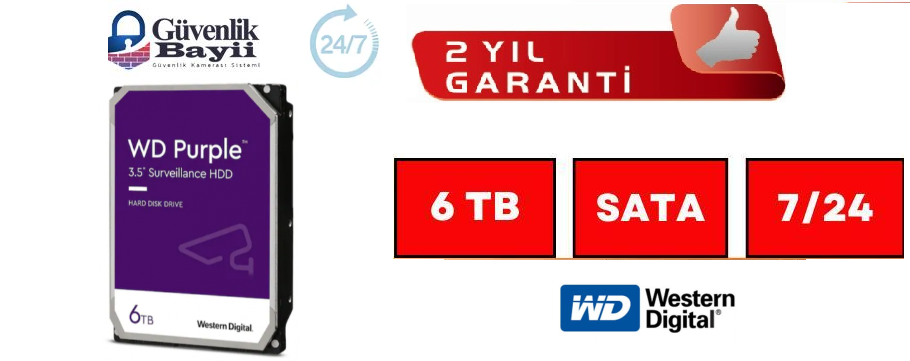 6 tb har disk wd62purz güvenlik harddiski