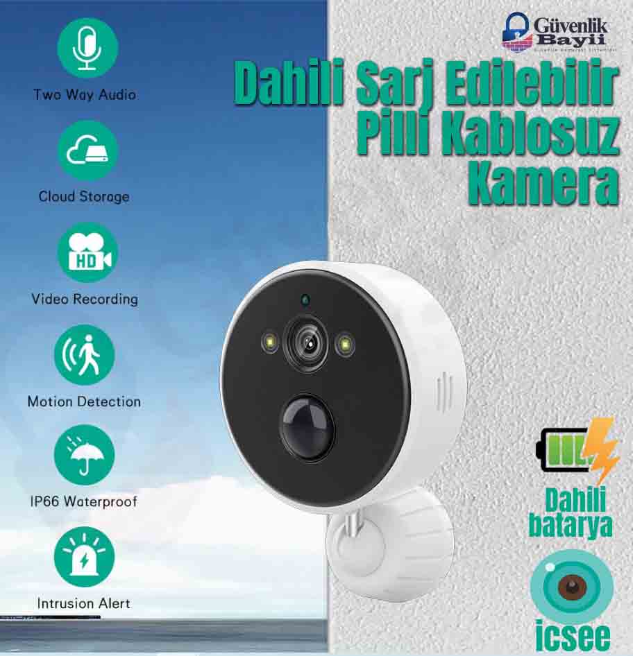 Pilli Kablosuz Kamera 1080P Harekete Duyarlı BS-1616
