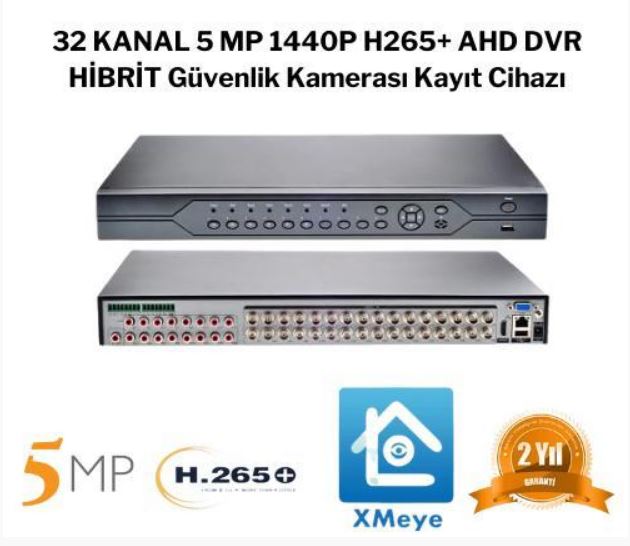 32 Kanal 4MP Destekli Dvr Kamera Kayıt Cihazı 2 Harddisk Xmeye RML-1241