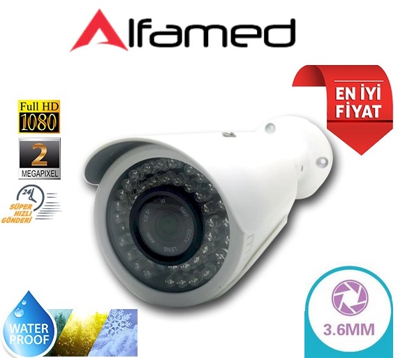 2MP 1080p AHD 42 Led Gece Görüşlü Güvenlik Kamerası ALFAMED AL-8143W görünüm