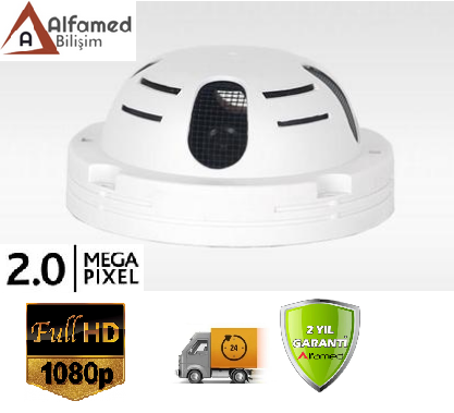 Duman Dedektörü Görünümlü Ahd 1080P 2MP Dome Kamera Alfa-1921 görünüm