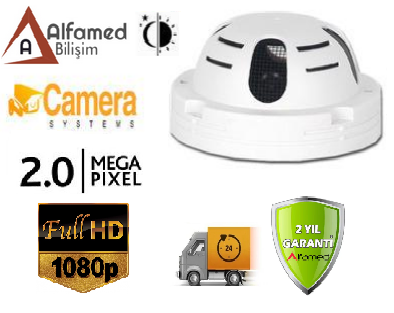 Duman Dedektörü Görünümlü Ahd 1080P 2MP Dome Kamera Alfa-1921