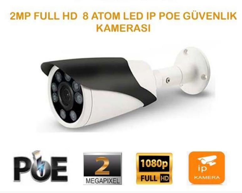 2MP 1080P 8 Atom Led IP POE Güvenlik Kamerası RMP-1427