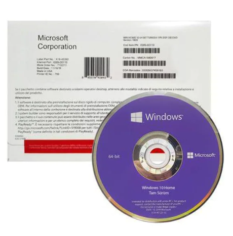 Microsoft Windows 10 Home 64bit Türkçe OEM KW9-00119 İşletim Sistemi